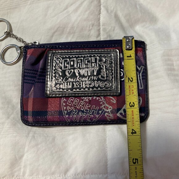 Coach Poppy Tartan Keychain Wallet Coin Purse - Picture 5 of 12